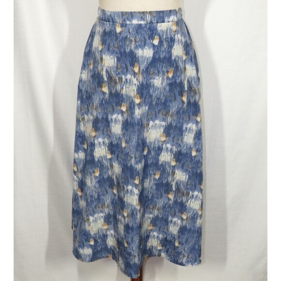 Women's Blue Multi Abstract Print A Line Midi Skirt Size Small - Picture 2 of 5